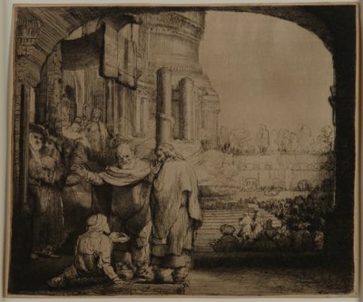 Pedro y Juan en la puerta del templo de Rembrandt van Rijn