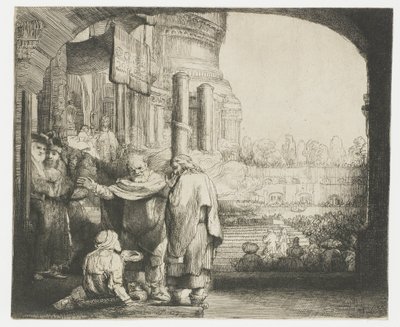 Pedro y Juan curando al tullido a la puerta del templo de Rembrandt van Rijn