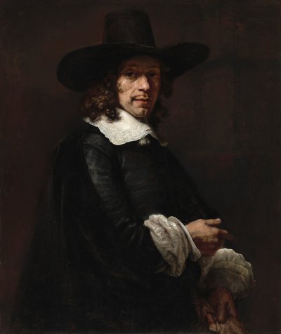 Retrato de un Caballero con Sombrero Alto y Guantes, c. 1656-1658 de Rembrandt van Rijn