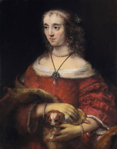 Retrato de una dama con un perro faldero, ca. 1665 de Rembrandt van Rijn