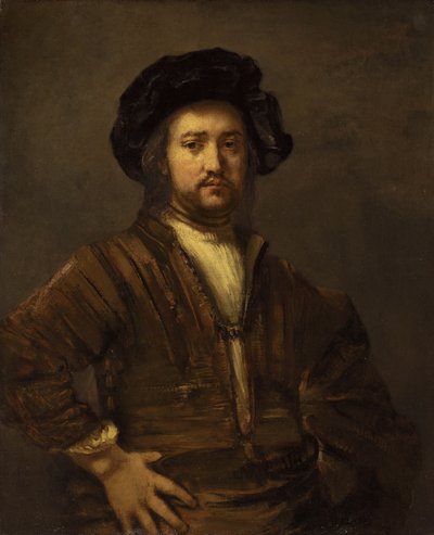 Retrato de un hombre con los brazos en jarra de Rembrandt van Rijn