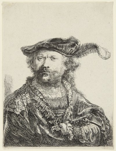 Rembrandt con gorra de terciopelo de Rembrandt van Rijn