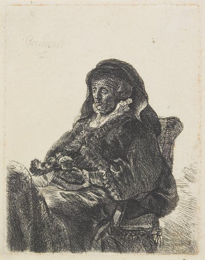 La madre de Rembrandt con vestido de viuda y guantes negros, c.1632-35 de Rembrandt van Rijn