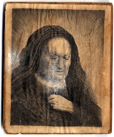 La madre de Rembrandt con la mano en el pecho, por el reverendo John Brand, 1782 de Rembrandt van Rijn