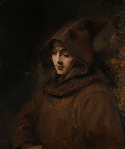 El hijo de Rembrandt, Titus, con hábito franciscano de Rembrandt van Rijn