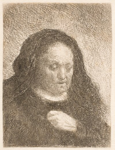 La madre de Rembrandt con la mano sobre el pecho: pequeño busto de Rembrandt van Rijn