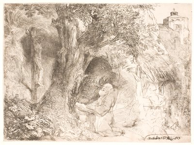 San Francisco bajo un árbol, rezando de Rembrandt van Rijn