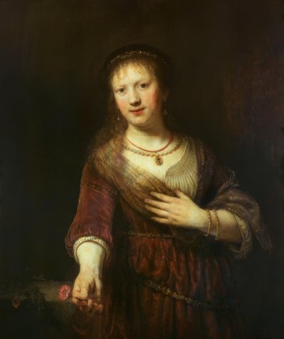 Saskia con la flor roja de Rembrandt van Rijn
