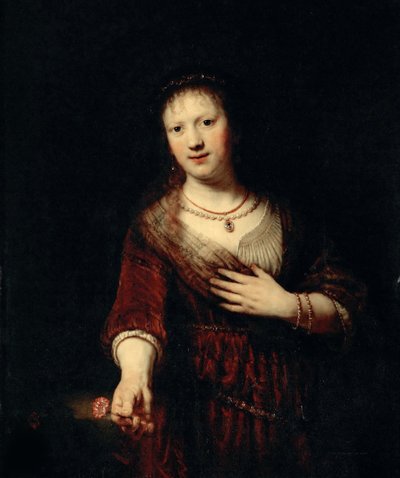 Saskia con la flor roja, 1641 de Rembrandt van Rijn