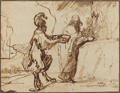Satanás tentando a Cristo para convertir las piedras en pan de Rembrandt van Rijn