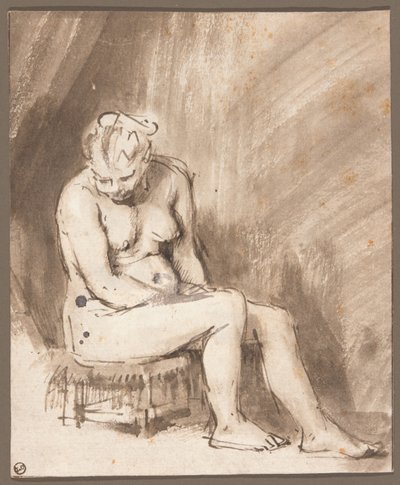 Desnudo femenino sentado de Rembrandt van Rijn