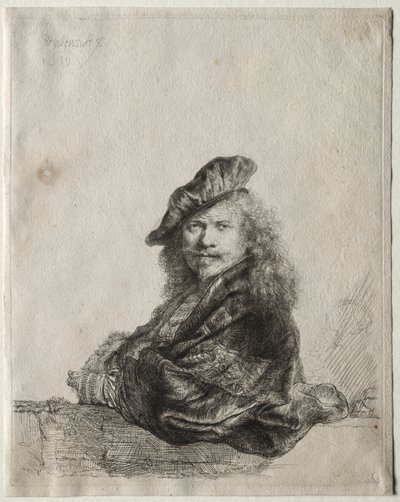 Autorretrato Apoyado en un Alféizar de Piedra de Rembrandt van Rijn