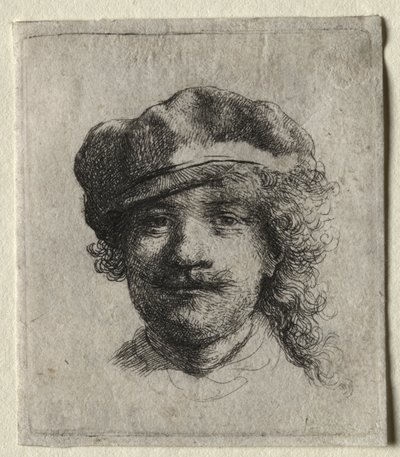 Autorretrato con Gorro Suave: Rostro Completo, Solo Cabeza de Rembrandt van Rijn