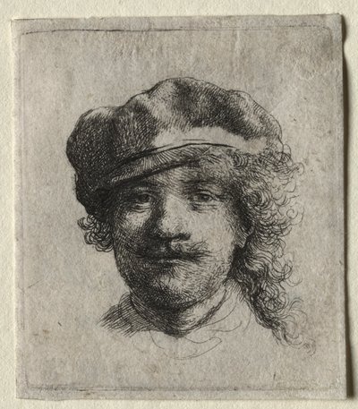 Autorretrato con Gorro Suave: Rostro Completo, Solo Cabeza de Rembrandt van Rijn