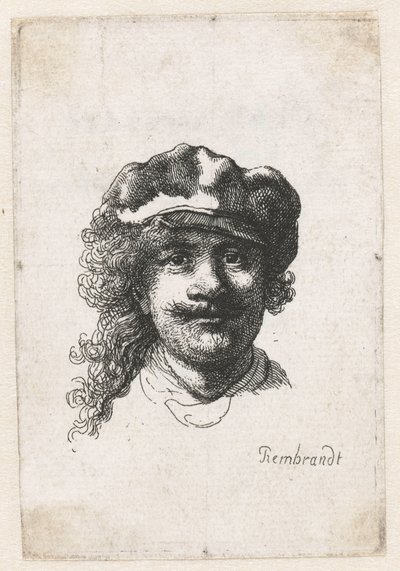 Autorretrato con Gorro Suave: Rostro Completo, Solo Cabeza, c. 1635 de Rembrandt van Rijn