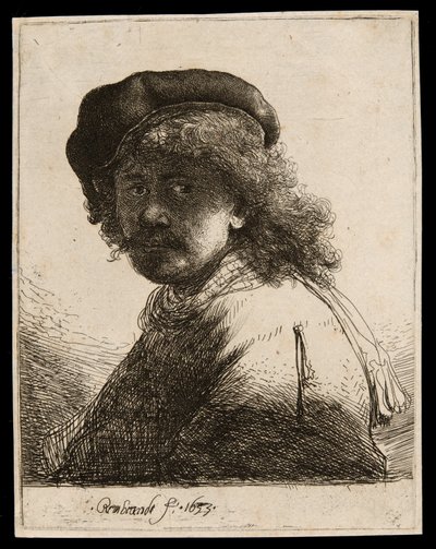 Autorretrato con Gorro y Bufanda con el Rostro Oscuro: Busto de Rembrandt van Rijn