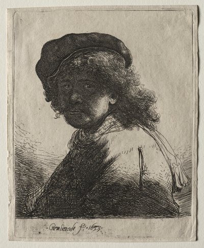 Self-Portrait in a Cap and Scarf with the Face Dark: Bust de Rembrandt van Rijn