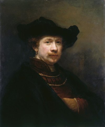 Autorretrato con gorra plana, 1642 de Rembrandt van Rijn
