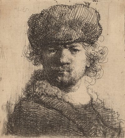 Autorretrato con un gorro de piel gruesa, 1631 de Rembrandt van Rijn
