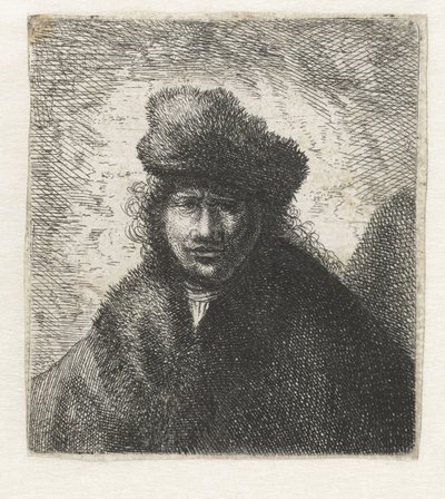 Autorretrato con gorro de piel inclinado: Busto, ca 1631 de Rembrandt van Rijn