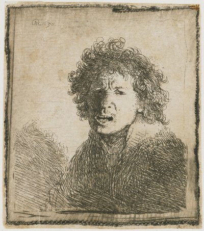 Autorretrato con la Boca Abierta, 1630 de Rembrandt van Rijn