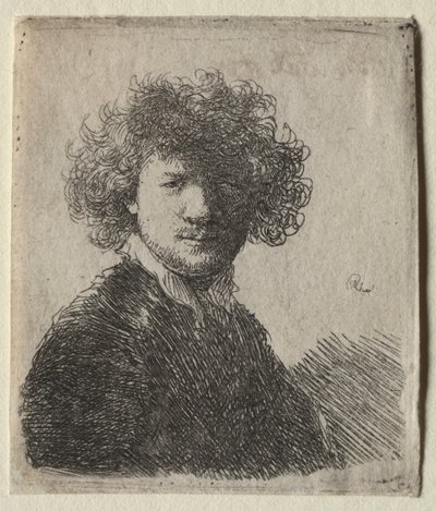 Autorretrato con cabello rizado y cuello blanco: Busto de Rembrandt van Rijn