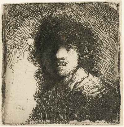 Autorretrato sin sombrero: busto, c. 1629 de Rembrandt van Rijn