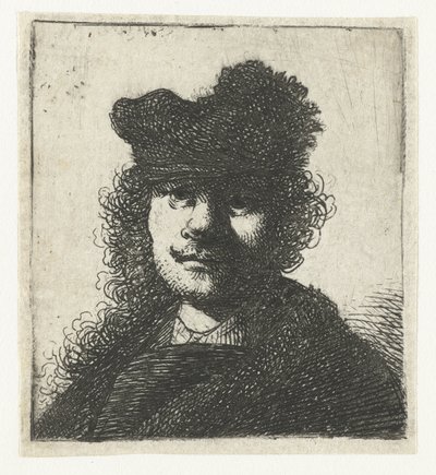 Autorretrato con gorra y capa oscura: busto de Rembrandt van Rijn