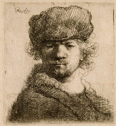 Autorretrato con un gorro de piel grueso: busto, 1631 de Rembrandt van Rijn