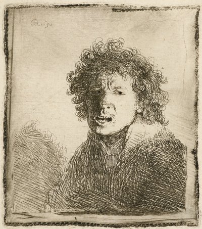 Autorretrato con la boca abierta, como si gritara: busto de Rembrandt van Rijn