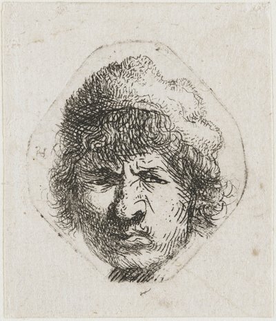 Autorretrato frunciendo el ceño, ca 1631 de Rembrandt van Rijn