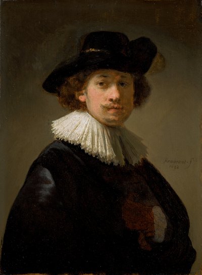 Autorretrato con gorguera y sombrero negro, 1632 de Rembrandt van Rijn