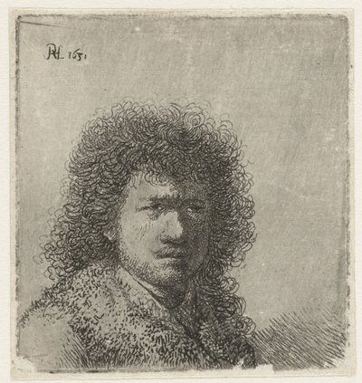 Autorretrato con el pelo alborotado: busto de Rembrandt van Rijn