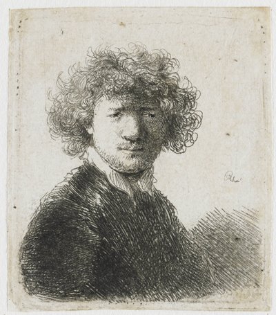 Autorretrato con pelo rizado y cuello blanco: busto de Rembrandt van Rijn