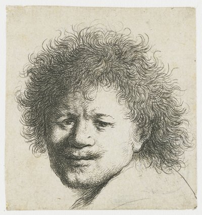 Autorretrato con pelo largo y tupido: sólo la cabeza de Rembrandt van Rijn