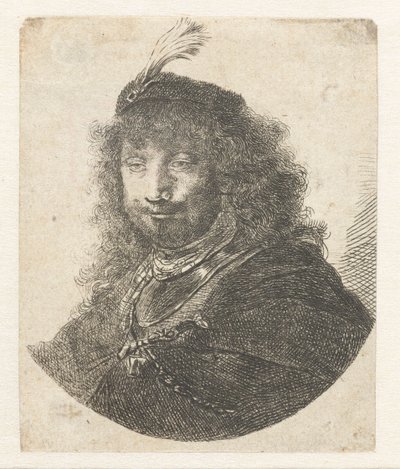 Autorretrato con boina emplumada de Rembrandt van Rijn