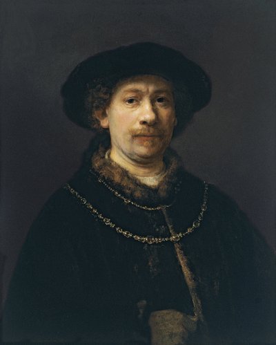 Autorretrato con boina y dos cadenas de oro, ca 1642 de Rembrandt van Rijn