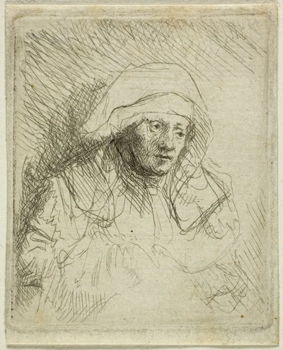 Mujer Enferma con un Gran Tocador Blanco (Saskia) de Rembrandt van Rijn