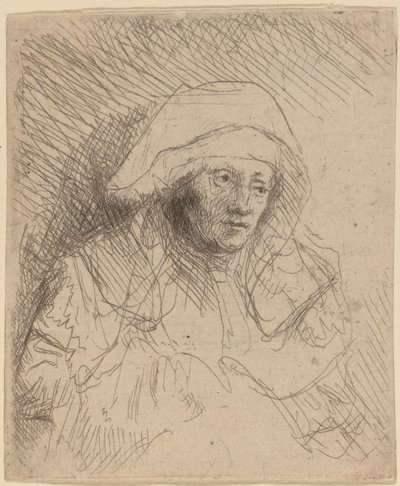 Mujer Enferma con un Gran Tocador Blanco Saskia de Rembrandt van Rijn