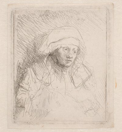 Mujer enferma con un gran tocado blanco (Saskia) de Rembrandt van Rijn