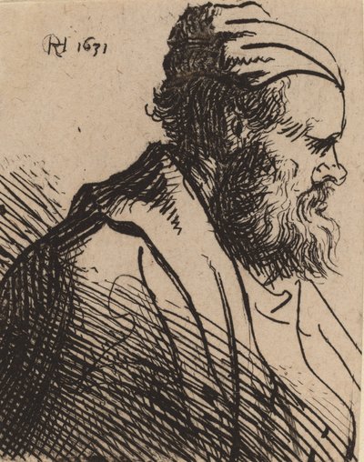 Hombre de nariz chata con gorra, en o antes de 1630 de Rembrandt van Rijn