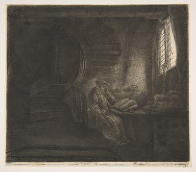 San Jerónimo en una cámara oscura, 1642 de Rembrandt van Rijn