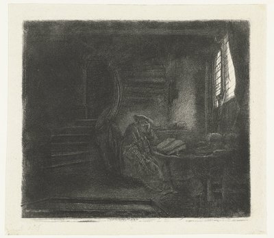 San Jerónimo en una cámara oscura de Rembrandt van Rijn