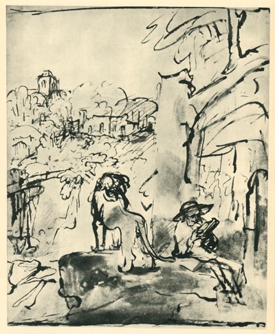 San Jerónimo leyendo en un paisaje, 1649, 1943 de Rembrandt van Rijn
