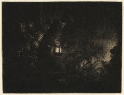 La adoración de los pastores: una escena nocturna de Rembrandt van Rijn