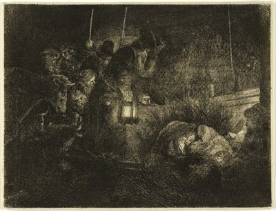 La adoración de los pastores: Una escena nocturna de Rembrandt van Rijn