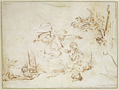El ángel aparece a Agar e Ismael en el desierto de Rembrandt van Rijn
