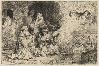 El ángel partiendo de la familia de Tobías de Rembrandt van Rijn