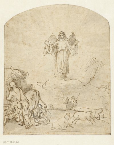 La Anunciación a los pastores de Rembrandt van Rijn