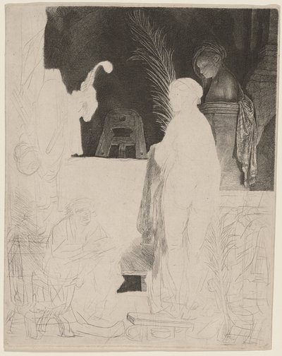 El artista dibujando del natural de Rembrandt van Rijn